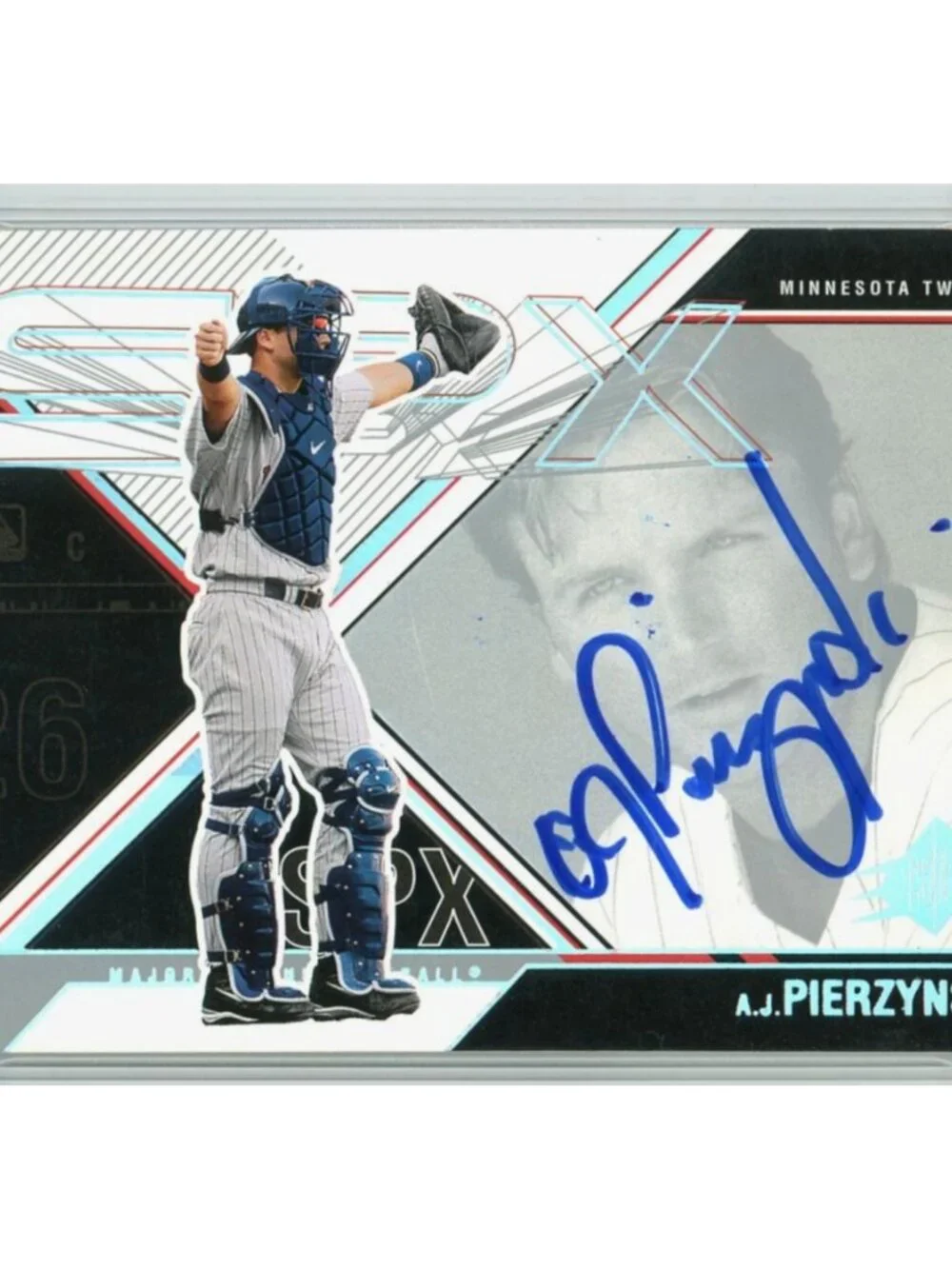 A.J. Pierzynski Signed 2003 Upper Deck SPx #68 Twins Baseball Card BAS Slab